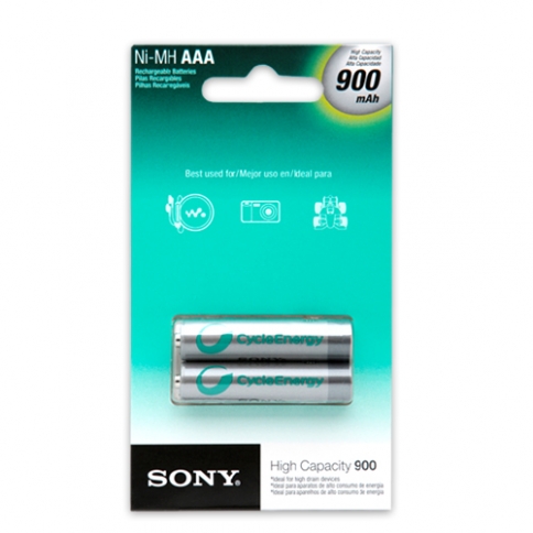 Pilhas Recarregáveis AAA 900 c/2 Unidades - Sony